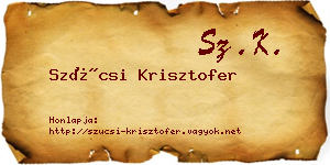 Szücsi Krisztofer névjegykártya